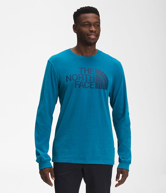 The North Face Mens T-Shirts Long Sleeve Half Dome 791FETSUA - Blue